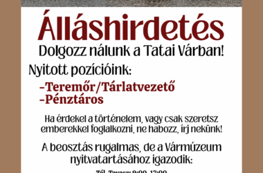 Kiemelt kép a Munkatársakat keres a tatai múzeum című bejegyzéshez