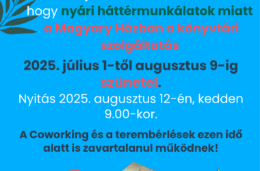 Kiemelt kép a Július 1. és augusztus 9. között szünetel a könyvtár című bejegyzéshez
