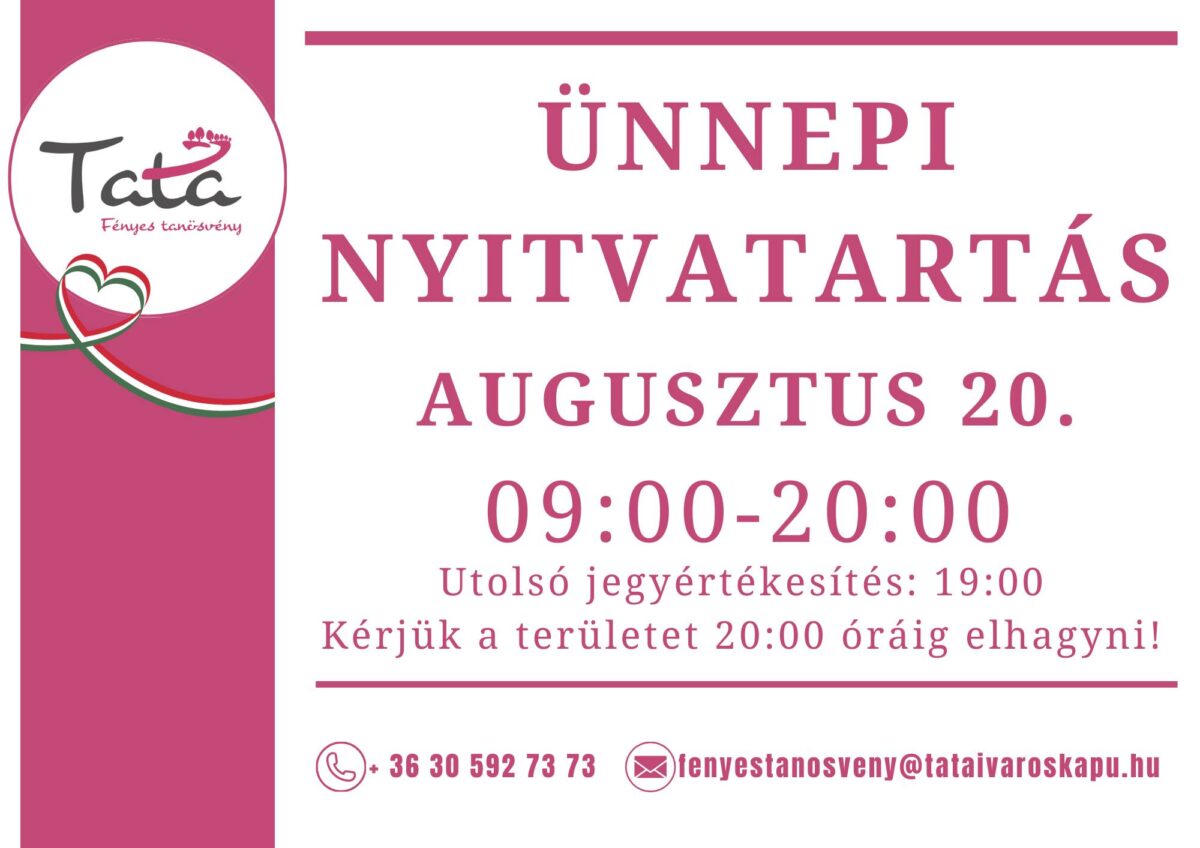 Az ünnepi nyitvatartás rendje a Fényes Tanösvényen