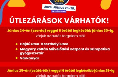 Kiemelt kép a Változások a forgalmi rendben a Víz, Zene, Virág Fesztiválhoz kapcsolódóan című bejegyzéshez